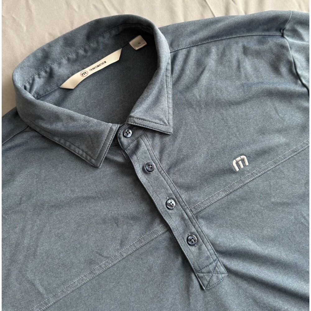 Travis Mathew Polo Shirt Mens XL Blue Casual Golf Lightweight Preppy Performance